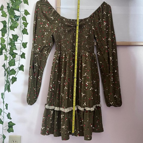 Women's Green Floral Mini Dress, size S - Picture 5 of 5